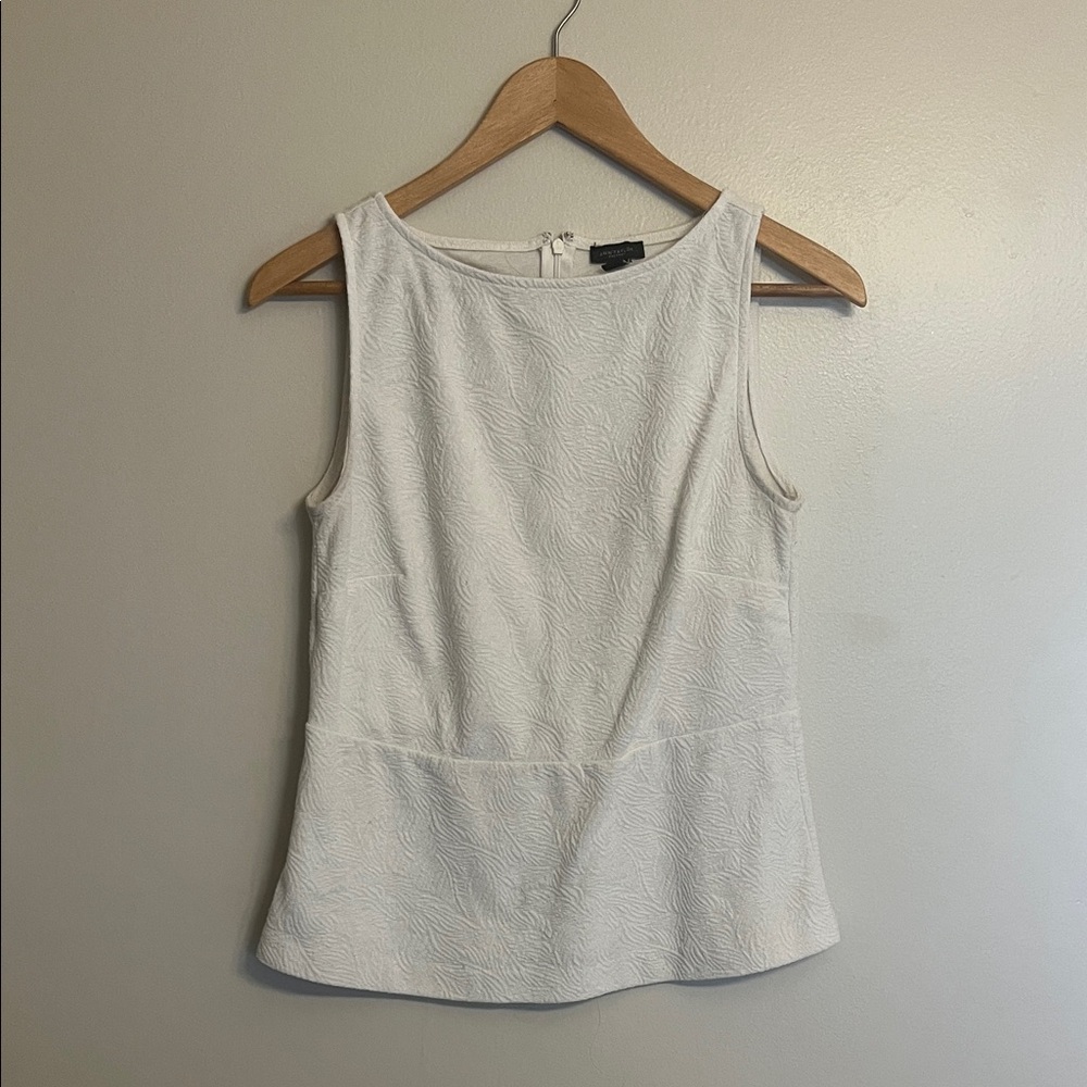 Ann Taylor Factory Textured White Tank Top